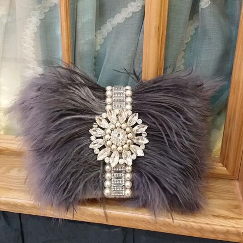 Luxury Bags Consignment - Luxury Real Ostrich Feathers Handbag Evening