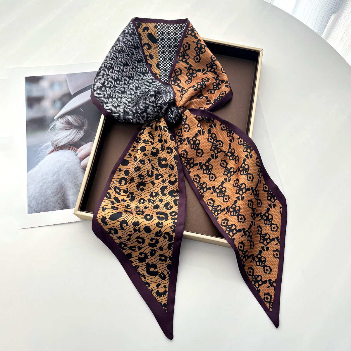 Luxury Bags For Summer - Leopard Printed Skinny Scarf For Women