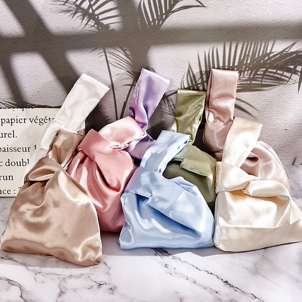 Women Silk Satin Knot Wrist Ba - Luxury Bags Consignment ulasan dan harga