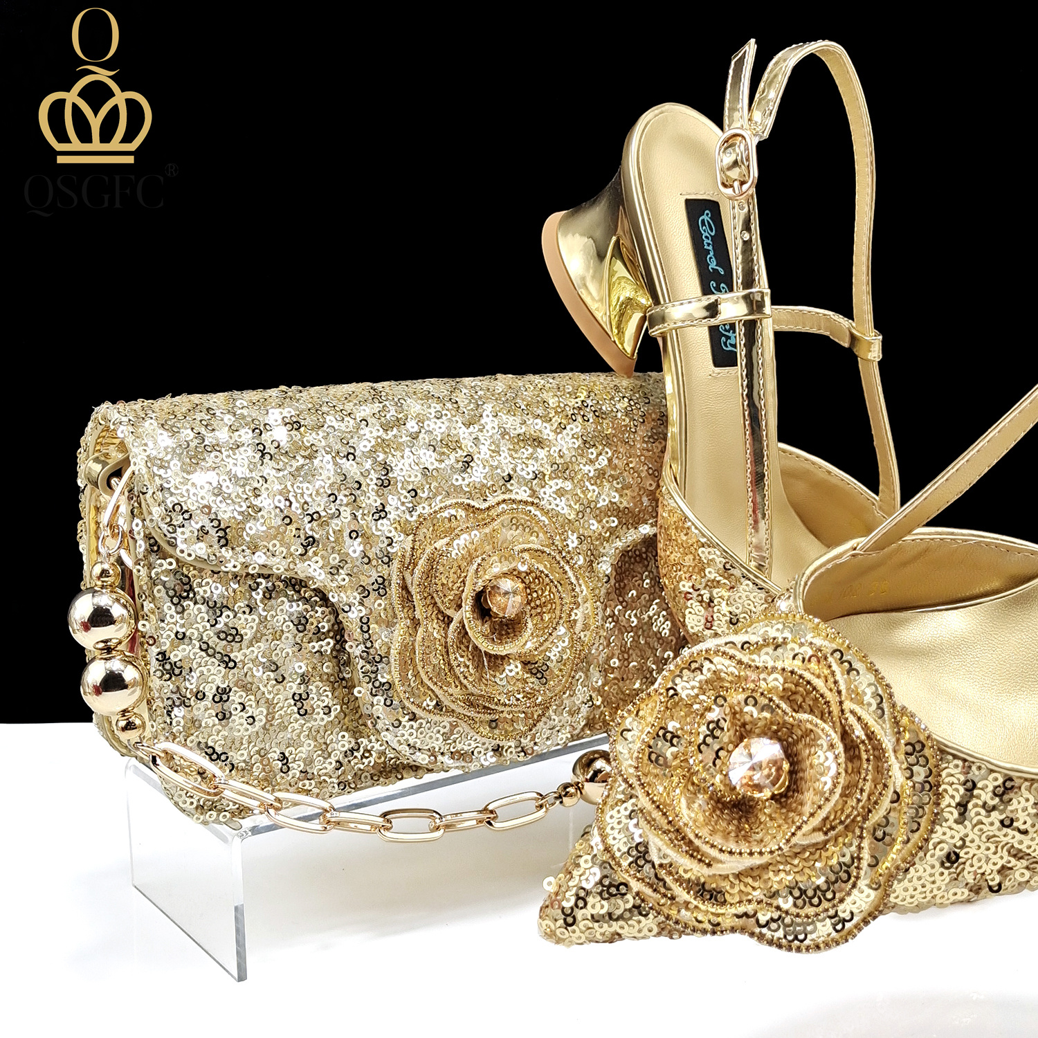 QSGFC Shiny Gold Color Shoes a - Luxury Bags And Shoes ulasan dan harga