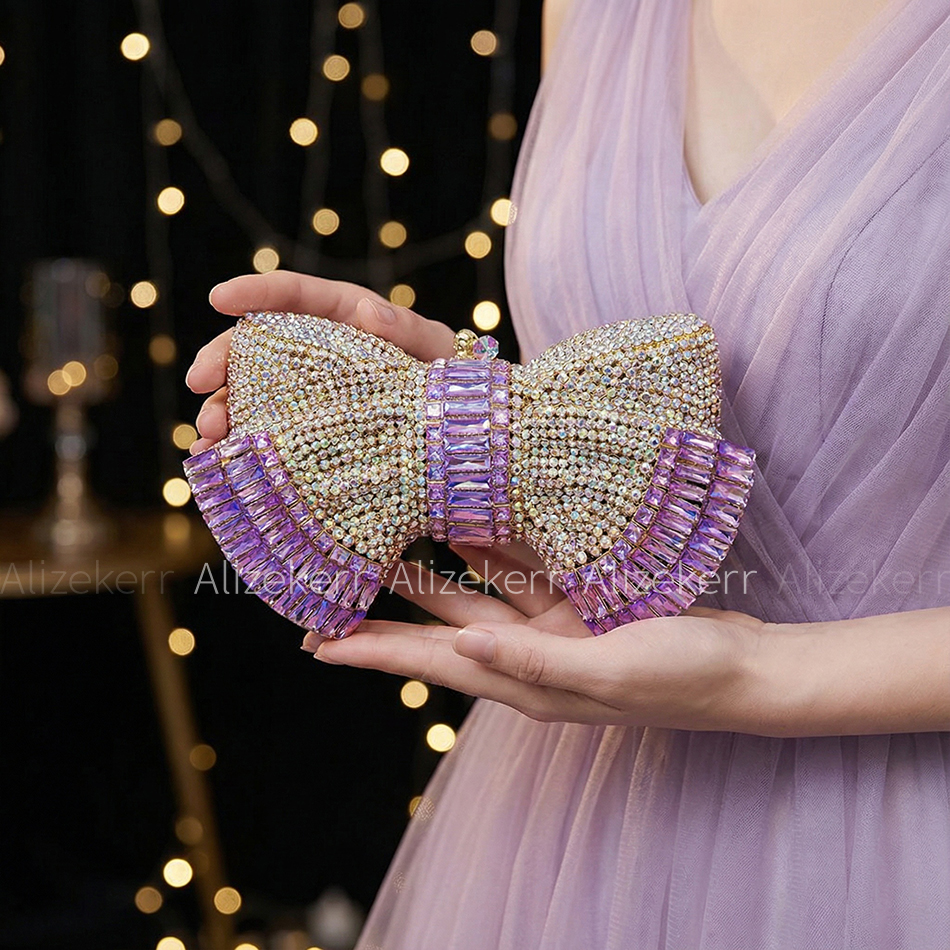 Alizekerr Bow Crystal Evening  - Luxury Bags Consignment ulasan dan harga