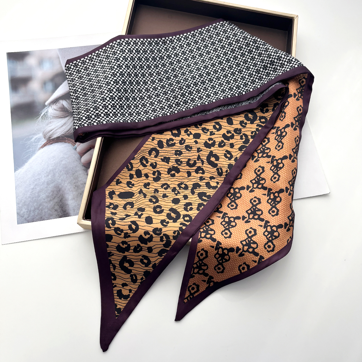 Leopard Printed Skinny Scarf F - Luxury Bags For Summer ulasan dan harga